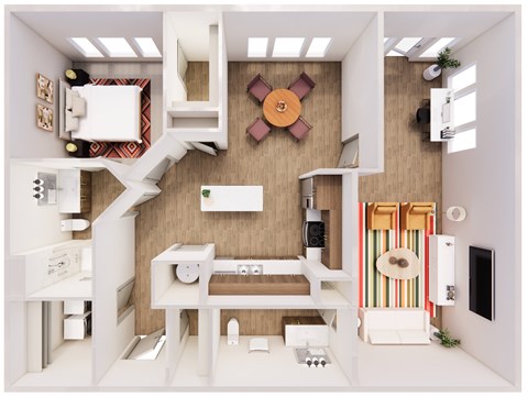 Floor plan for 1 bed, 1.5 baths, 1200 sqft